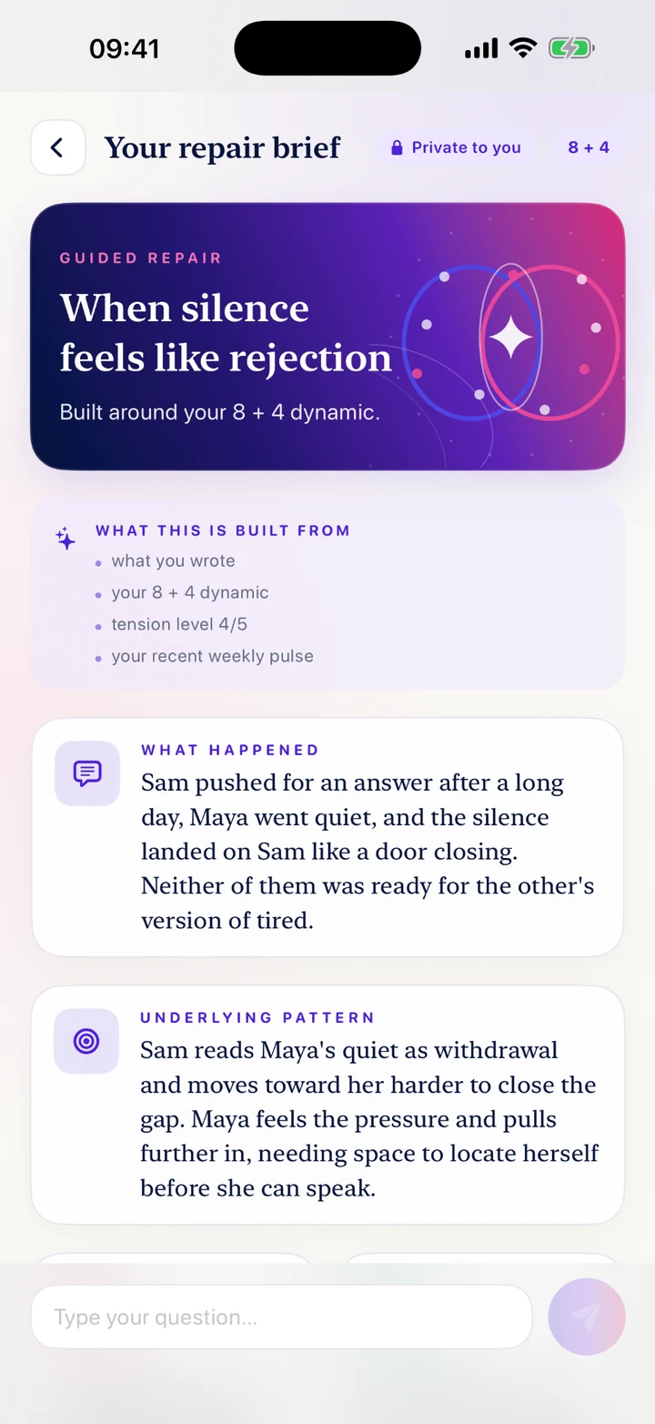 Personalized NineWays repair brief showing what happened and the underlying pattern